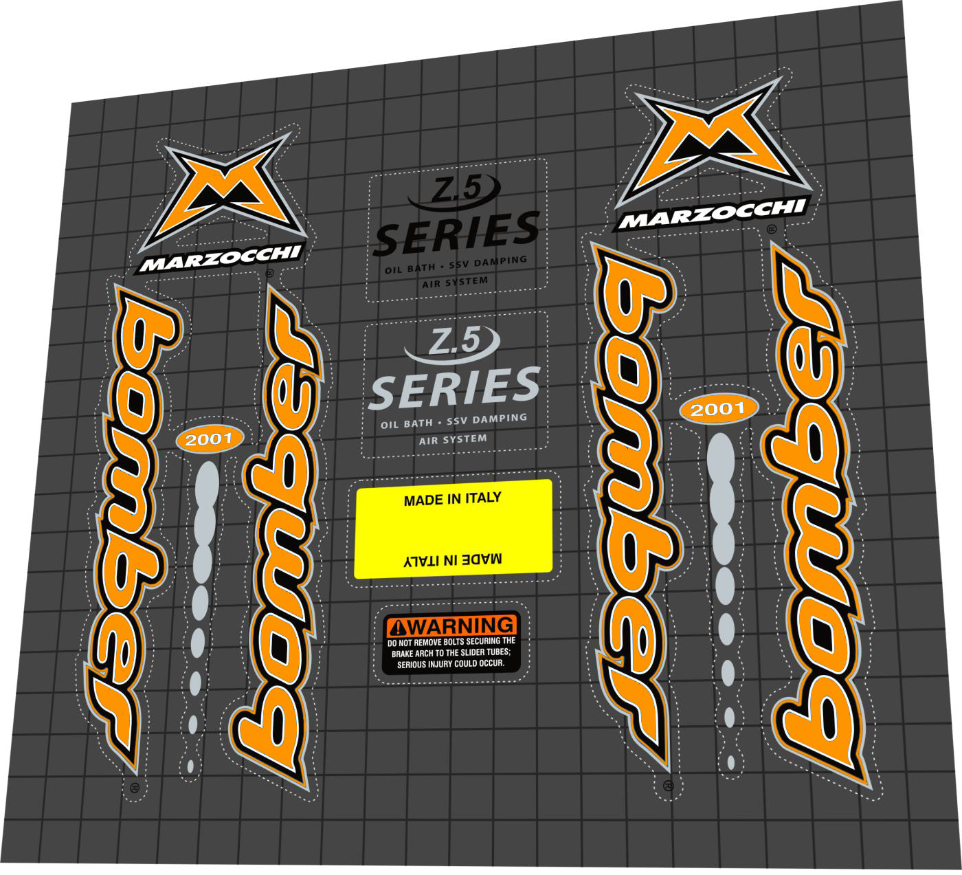 MARZOCCHI Bomber Series (2001) Z5 Fork Decal Set