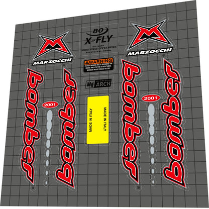 MARZOCCHI Bomber (2001) X Fly 80 Fork Decal Set - Bike Decal Replace