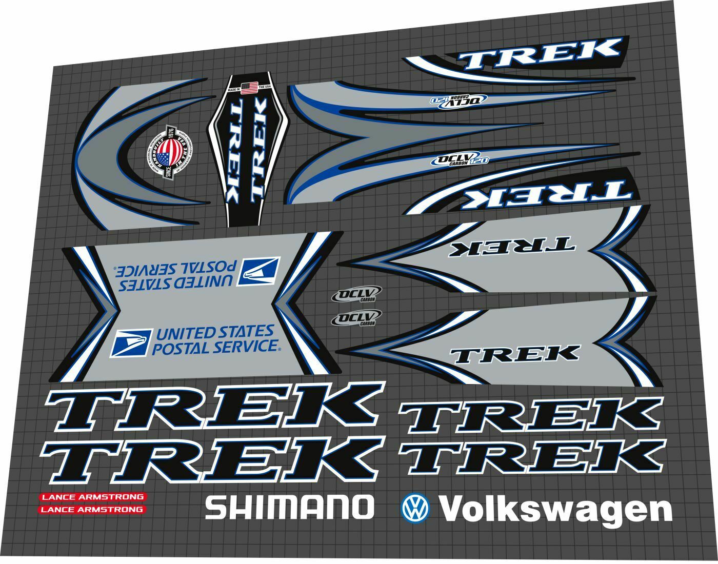 TREK Team USPS 5900 Superlight (2002) Lance Armstrong Frame Decal Set - Bike Decal Replace