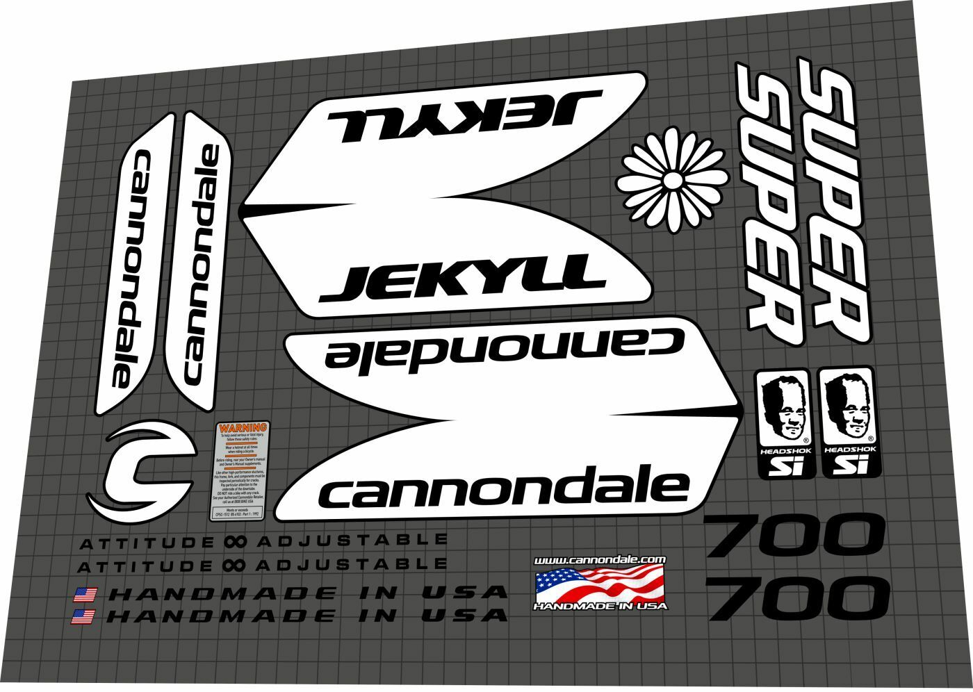 CANNONDALE Jekyll 700 (2002) Feminine Frame Decal Set - Bike Decal Replace