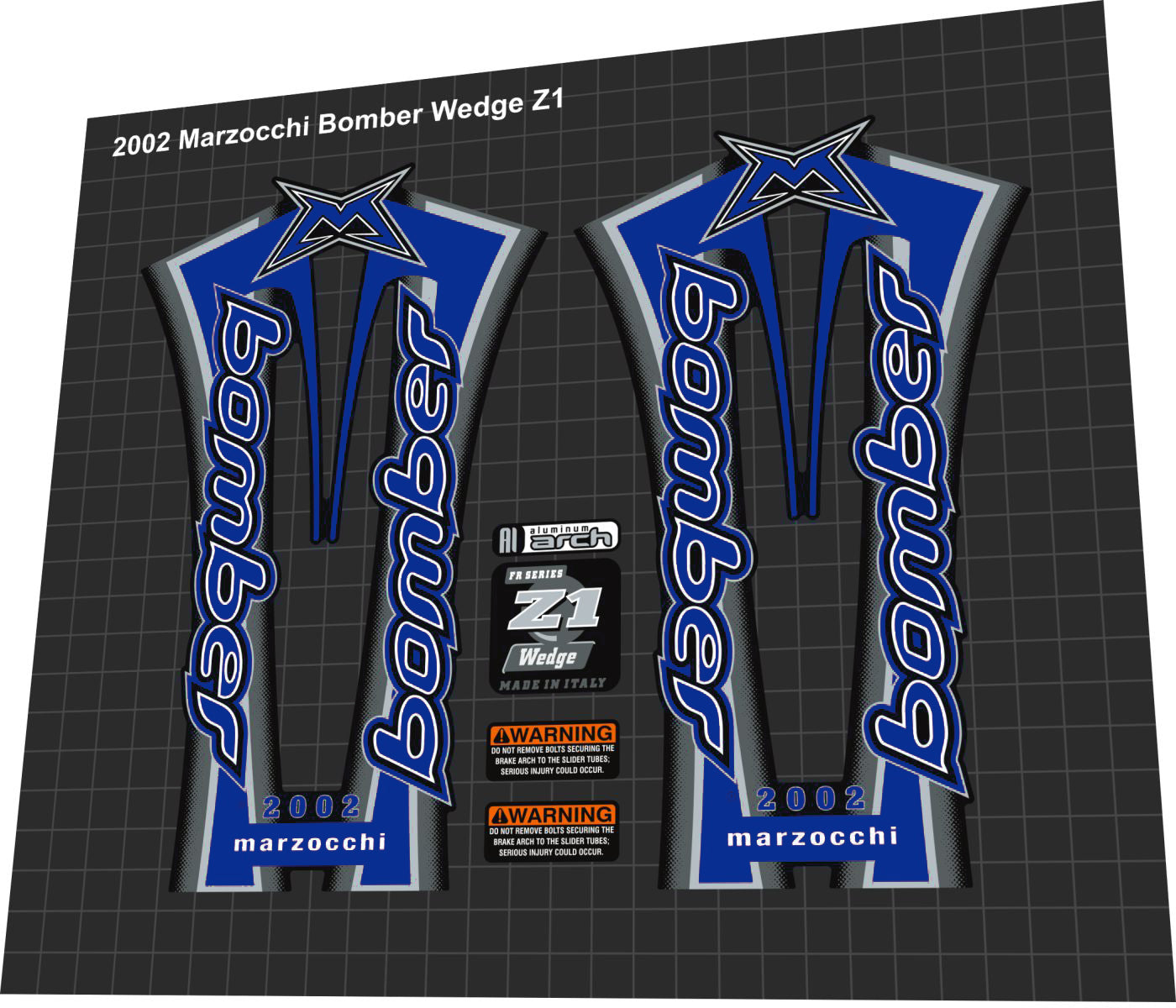 MARZOCCHI Bomber (2002) Wedge Z1 Fork Decal Set