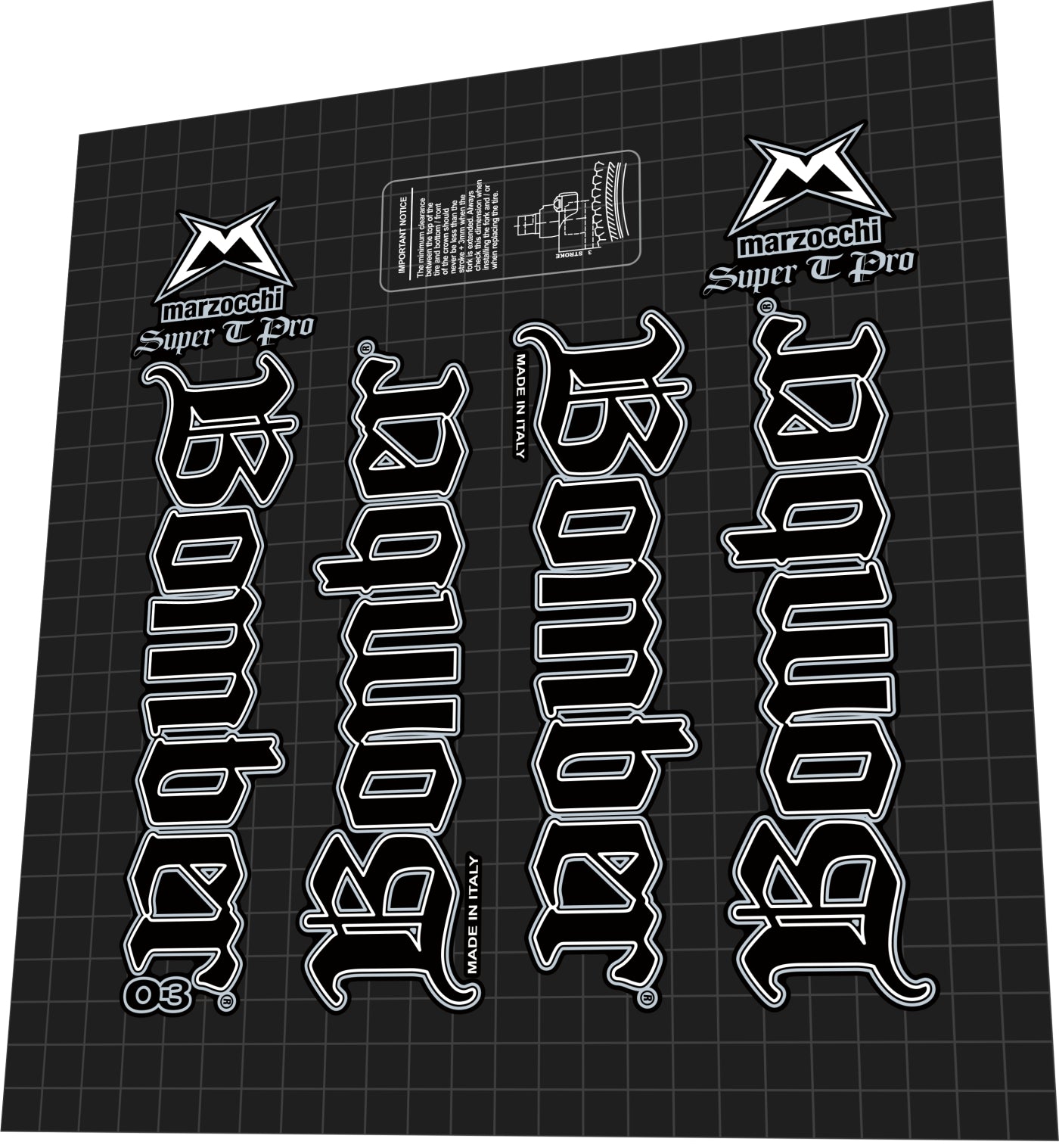 MARZOCCHI Bomber (2003) Super T Pro Fork Decal Set