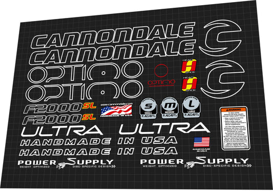 CANNONDALE F2000 SL (2004) Frame Decal Set
