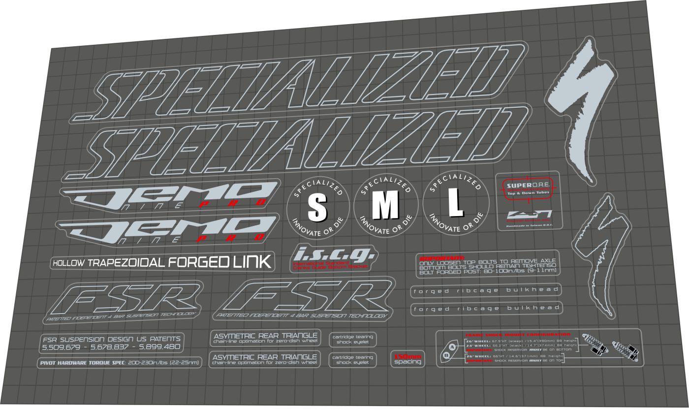 SPECIALIZED Demo Pro 9 (2005) Frame Decal Set
