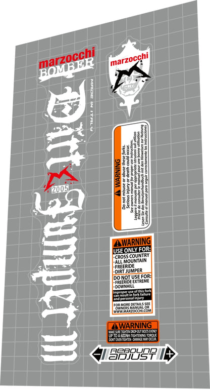 MARZOCCHI Bomber (2005) Dirt Jumper 3 Fork Decal Set