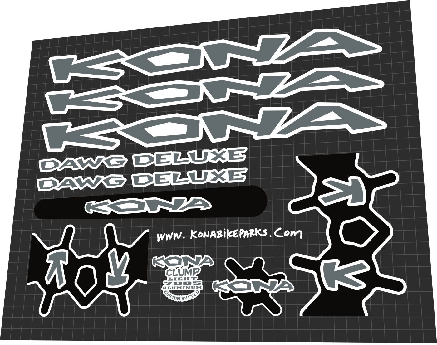 KONA Dawg Deluxe (2006) Frame Decal Set - Bike Decal Replace
