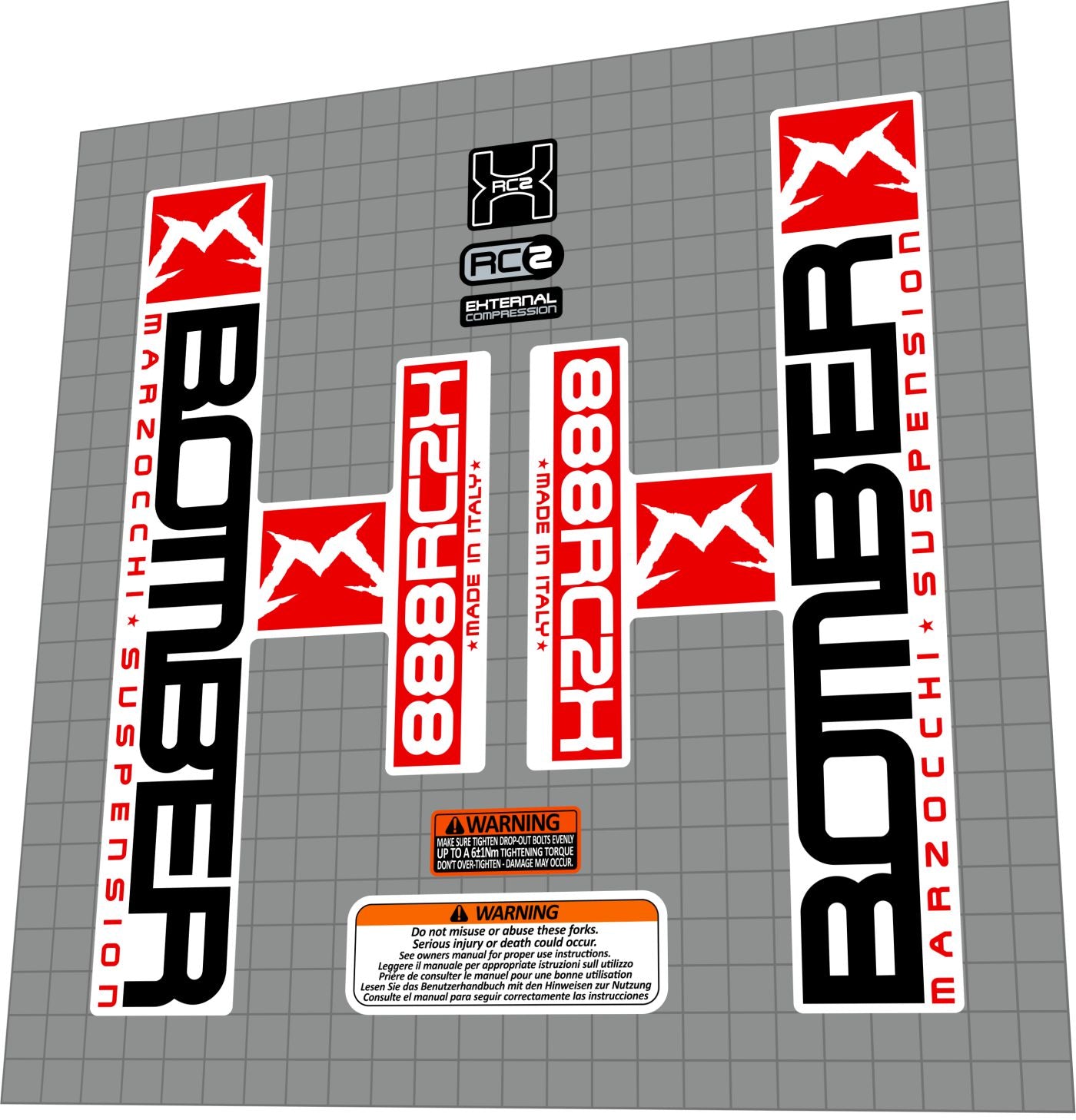 MARZOCCHI Bomber 888 RC2X (2006) Fork Decal Set