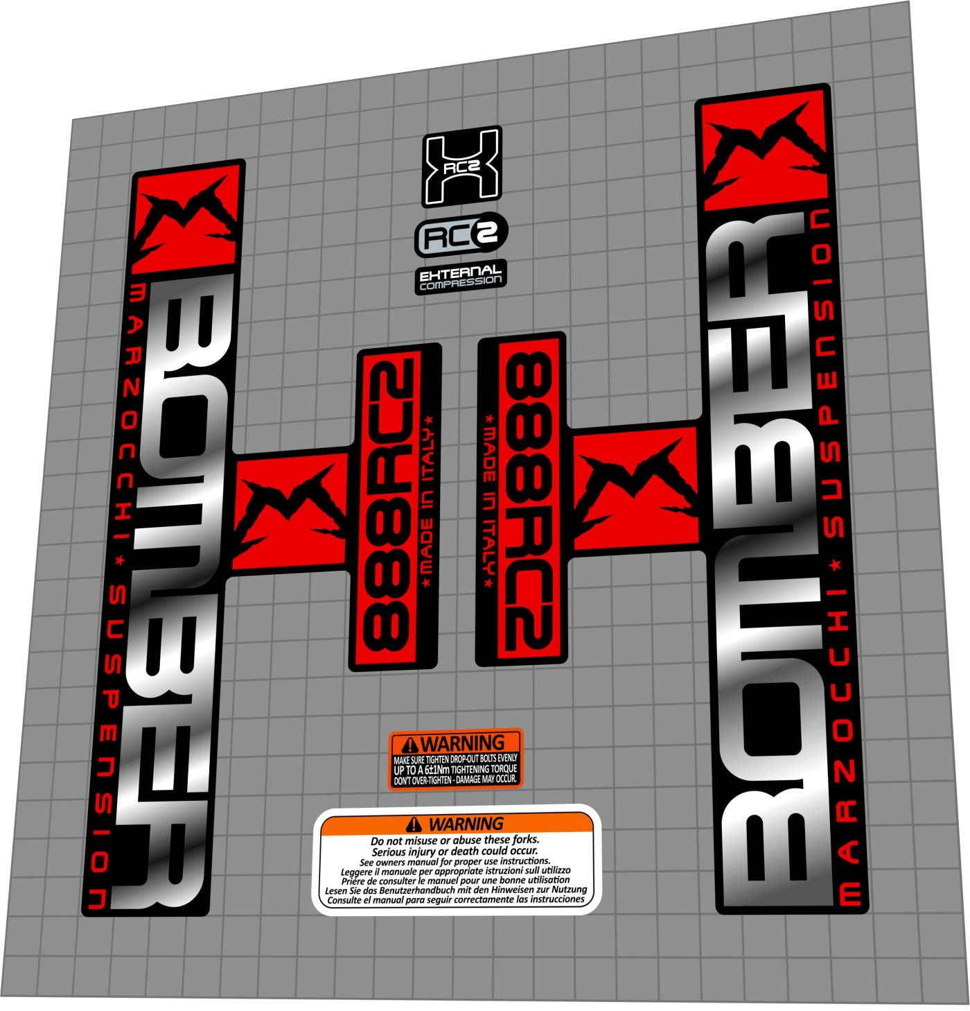 MARZOCCHI Bomber 888 RC2 (2006) Fork Decal Set