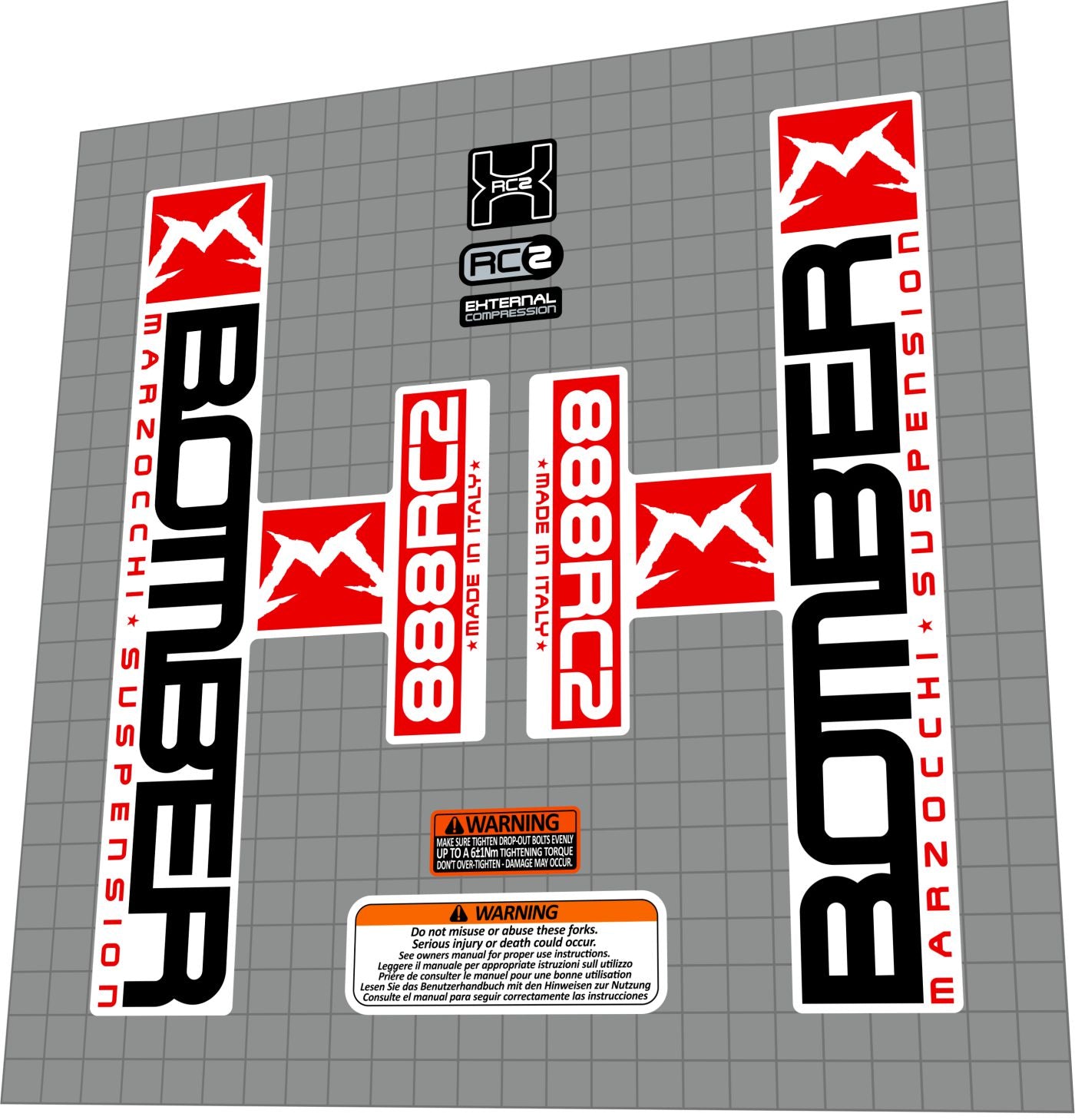 MARZOCCHI Bomber 888 RC2 (2006) Fork Decal Set