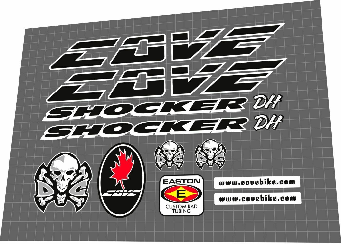COVE Shocker DH (2006) Frame Decal Set - Bike Decal Replace