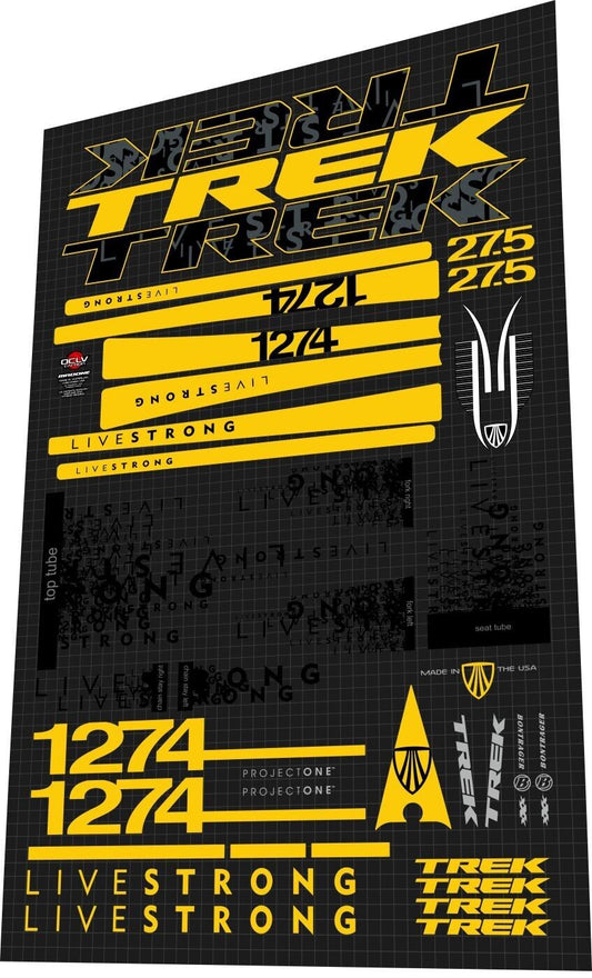 TREK Madone (2009) 6.9 Team 1274 Livestrong Lance Armstrong's Frame Decal Set - Bike Decal Replace