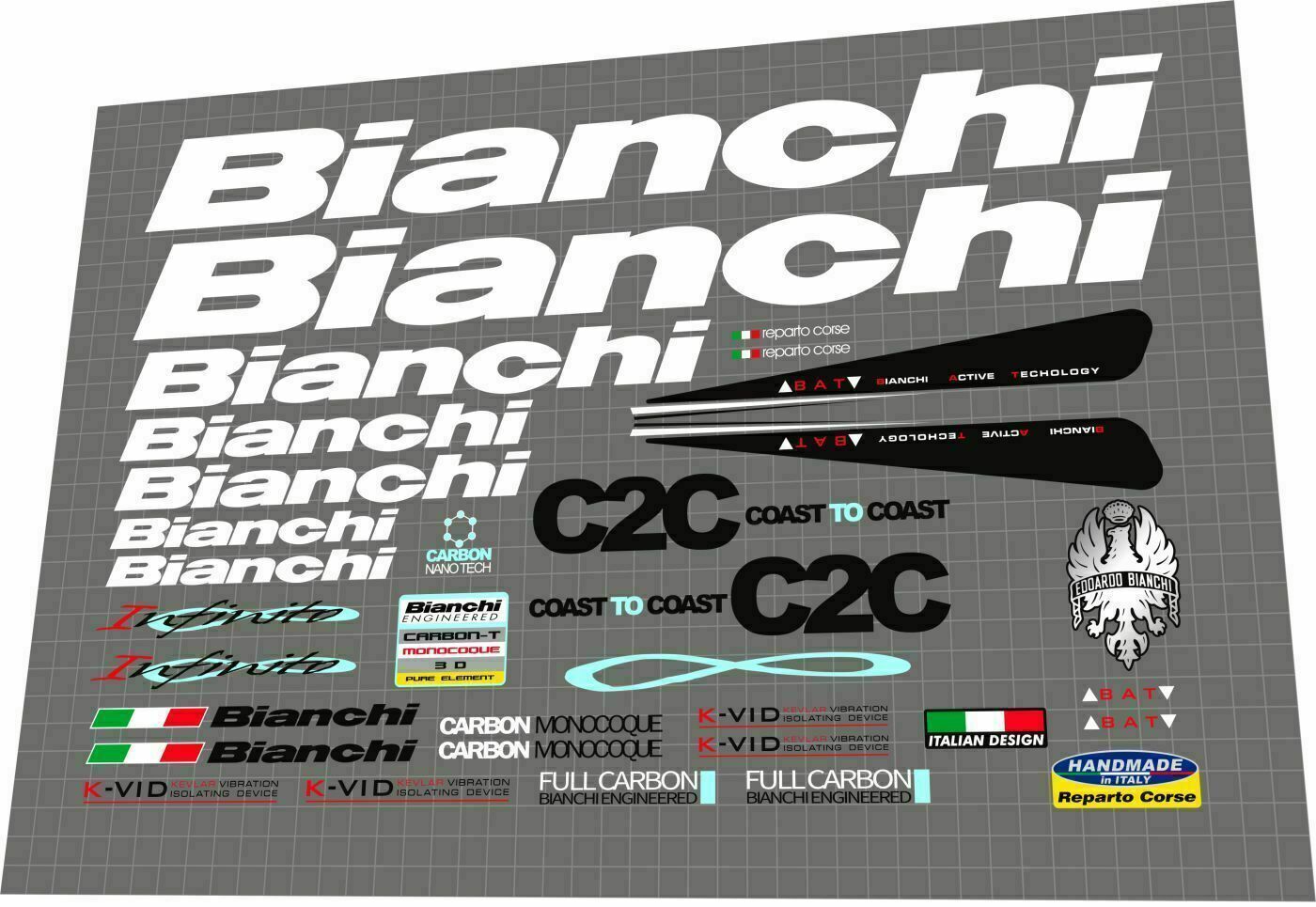 BIANCHI Infinito (2010) C2C Frame Decal Set - Bike Decal Replace