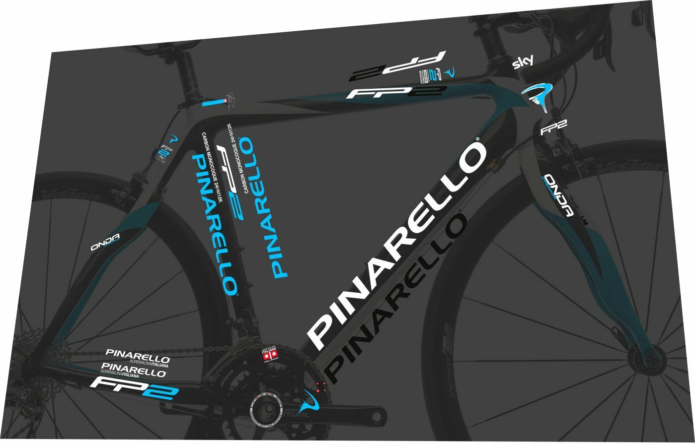 PINARELLO FP2 (2011) Sky Replica Frame Decal Set - Bike Decal Replace