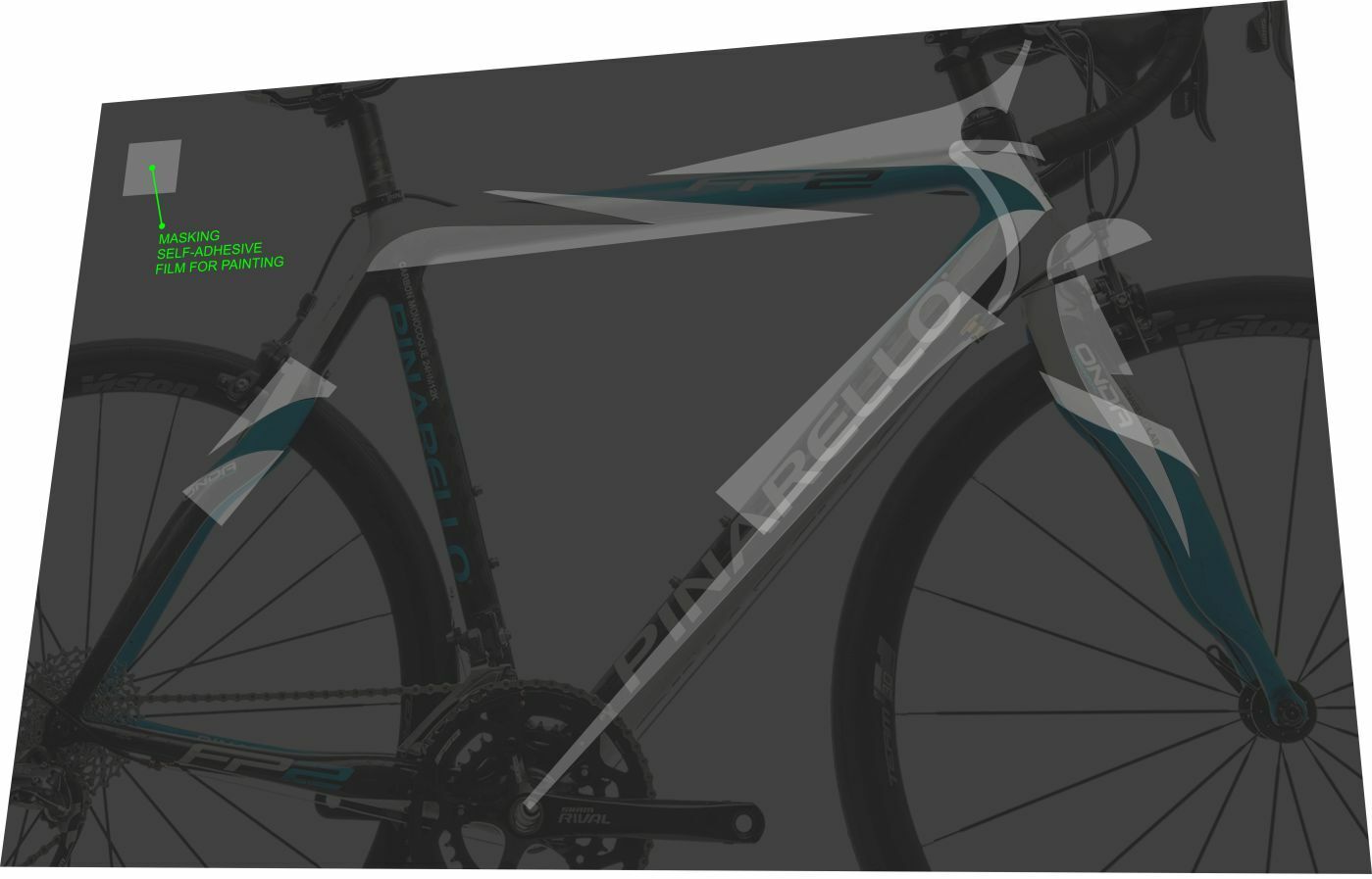 PINARELLO FP2 (2011) Sky Replica Frame Masking Tape Set - Bike Decal Replace