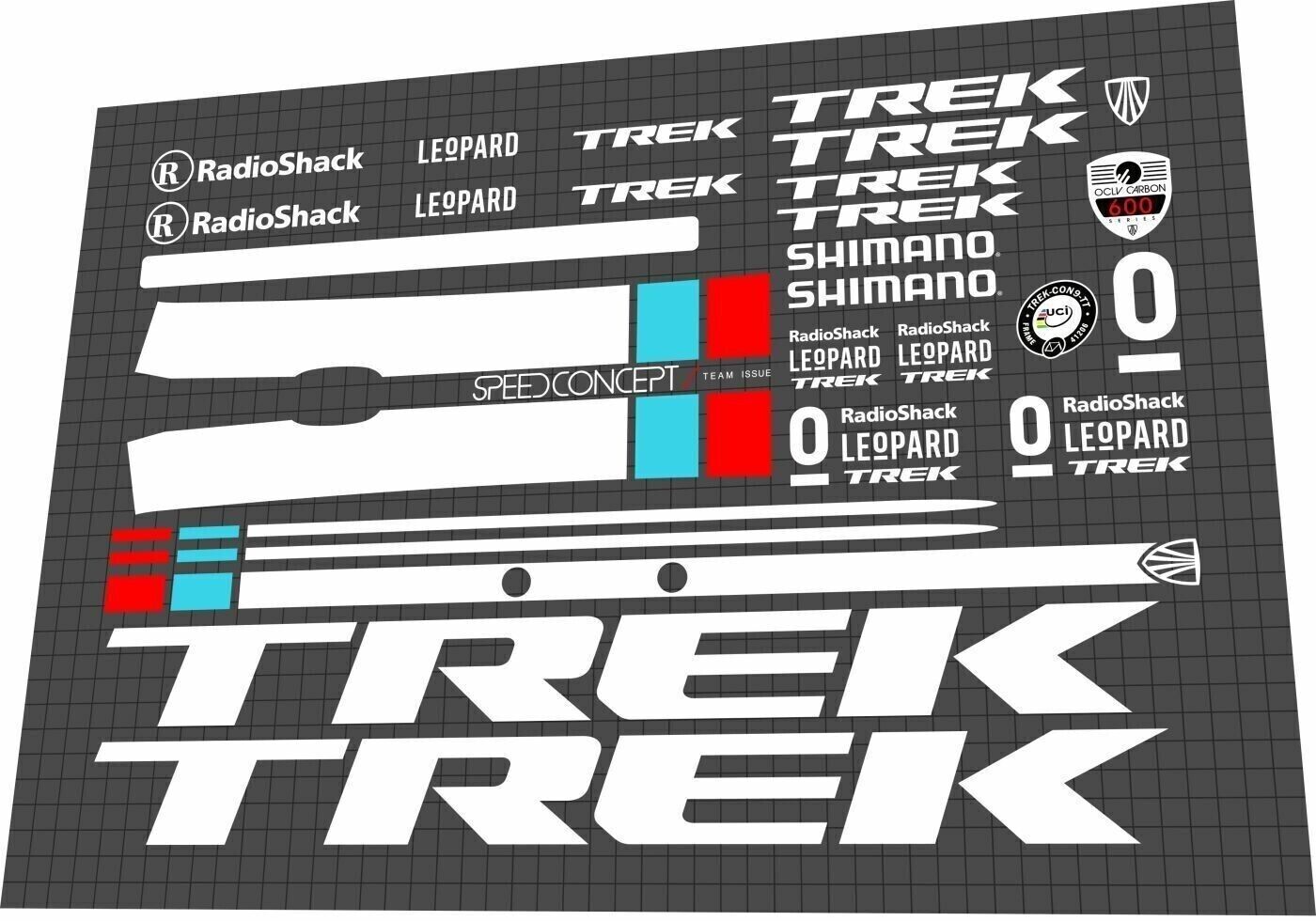 TREK Speed Concept (2012) 9.9 Team Radioshack Leopard Frame Decal Set - Bike Decal Replace