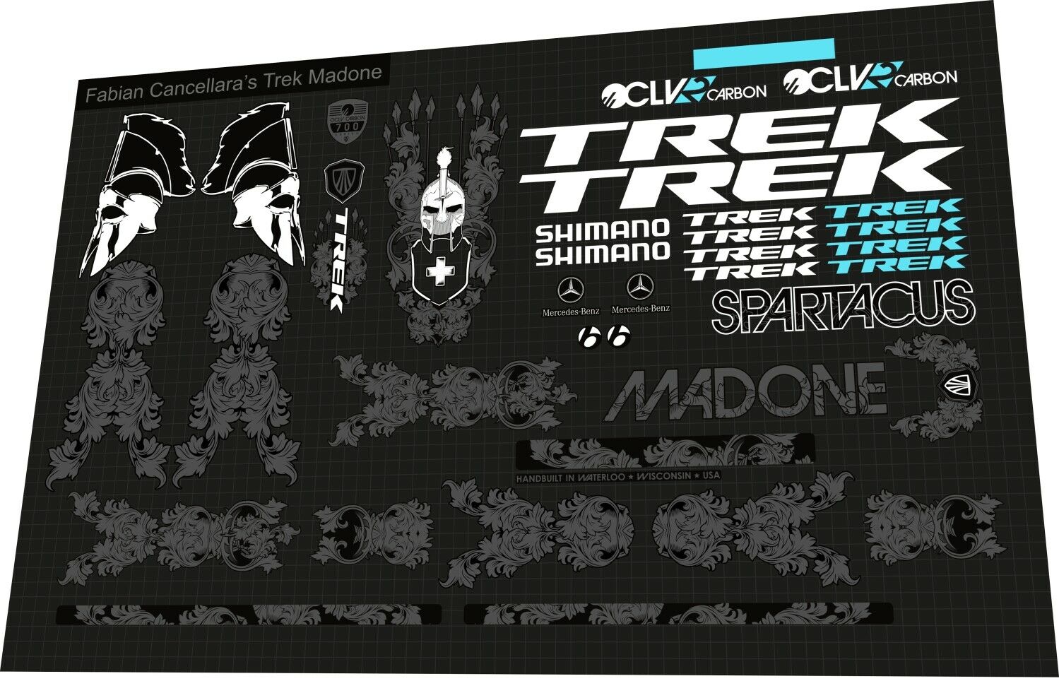 TREK Madone (2013) Fabian Cancellara's Spartacus Frame Decal Set - Bike Decal Replace