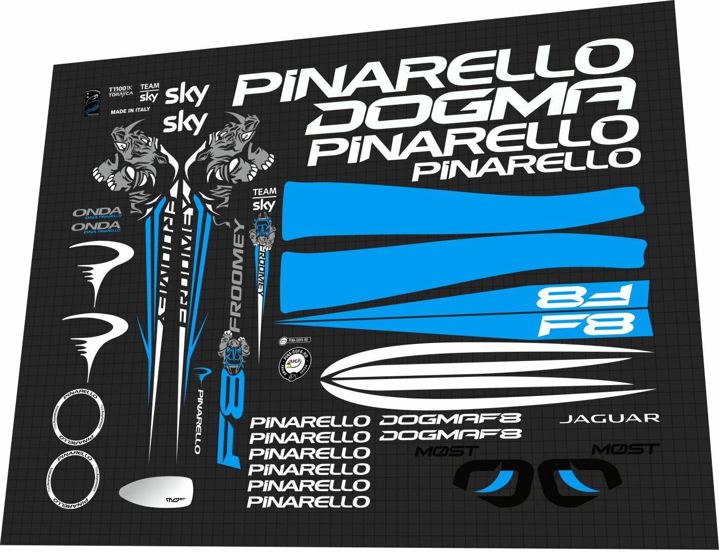 PINARELLO Dogma (2016) F8 Team Sky Chris Froome Frame Decal Set - Bike Decal Replace