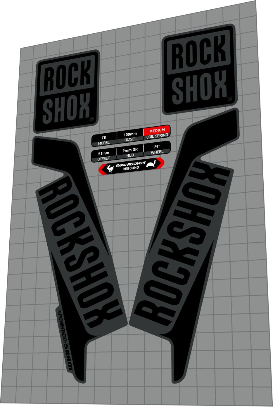 ROCKSHOX Recon Silver TK (2016) Fork Decal Set