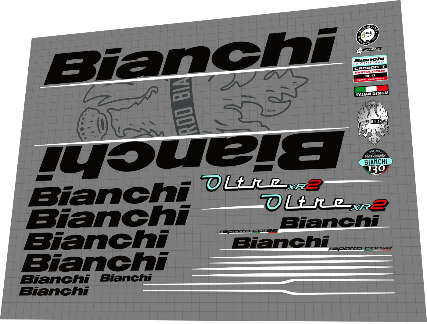 BIANCHI Oltre (2016) XR2 Frame Decal Set