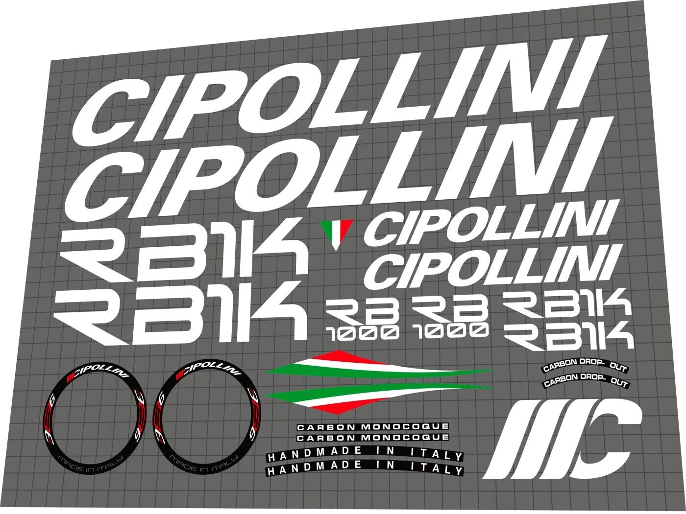 CIPOLLINI RB1K (2016) Frame Decal Set - Bike Decal Replace