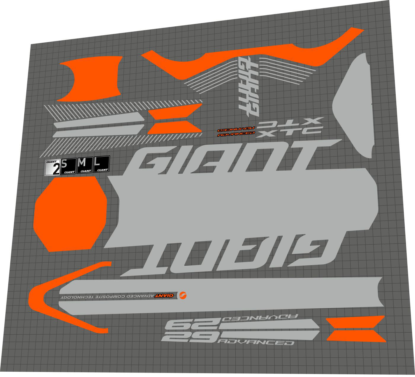 GIANT XTC (2016) Advanced 29 Frame Decal Set