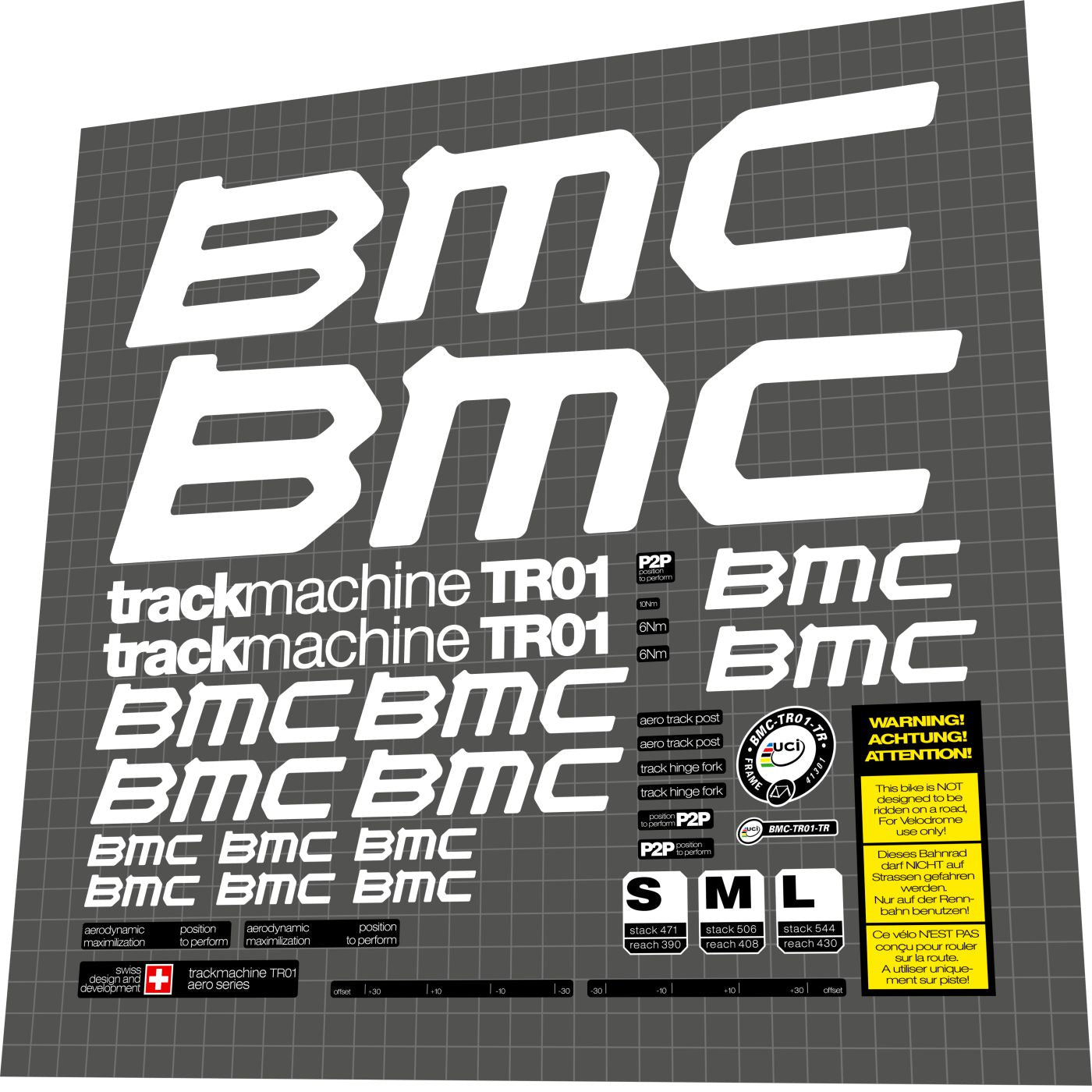 BMC Trackmachine (2017) TR01 Frame Decal Set | Bike Decal Replace