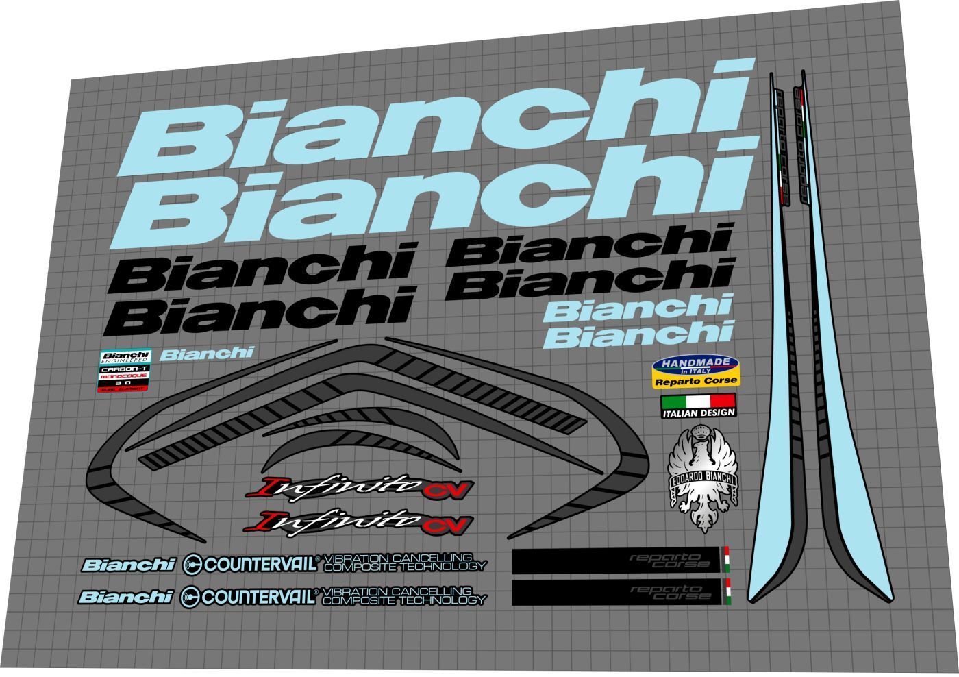 BIANCHI Infinito (2018) CV Frame Decal Set - Bike Decal Replace