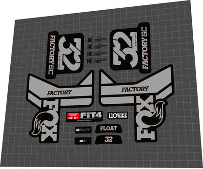 FOX Factory (2018) 32 Fork Decal Set - Bike Decal Replace