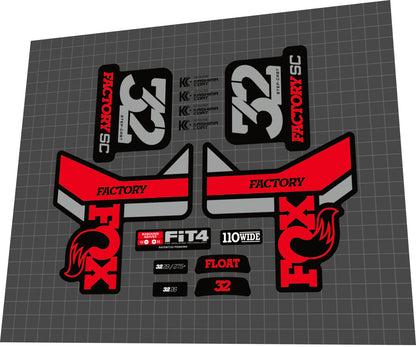 FOX Factory (2018) 32 Fork Decal Set - Bike Decal Replace