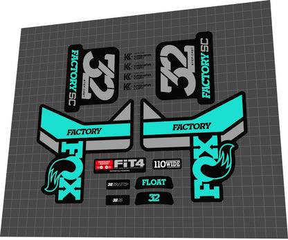 FOX Factory (2018) 32 Fork Decal Set - Bike Decal Replace