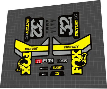 FOX Factory (2018) 32 Fork Decal Set - Bike Decal Replace