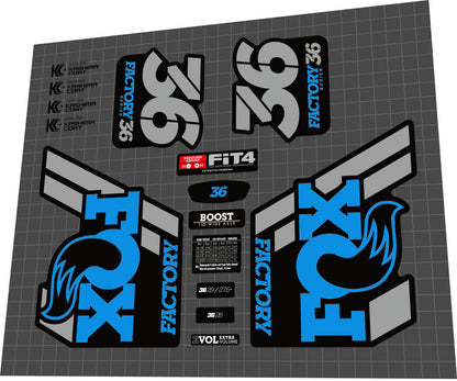 FOX Factory (2018) 36 Fork Decal Set - Bike Decal Replace