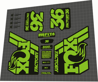 FOX Factory (2018) 36 Fork Decal Set - Bike Decal Replace