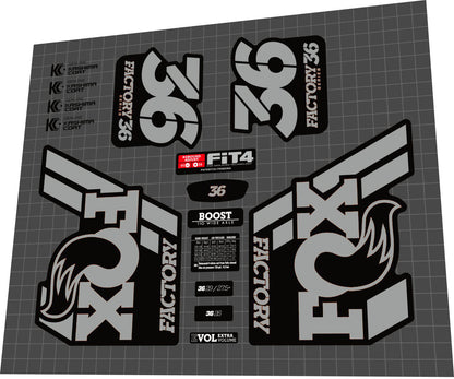 FOX Factory (2018) 36 Fork Decal Set - Bike Decal Replace