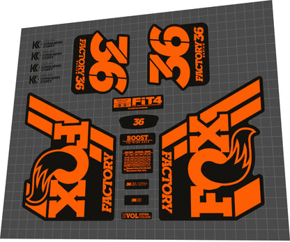 FOX Factory (2018) 36 Fork Decal Set - Bike Decal Replace