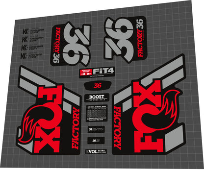 FOX Factory (2018) 36 Fork Decal Set - Bike Decal Replace