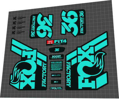FOX Factory (2018) 36 Fork Decal Set - Bike Decal Replace