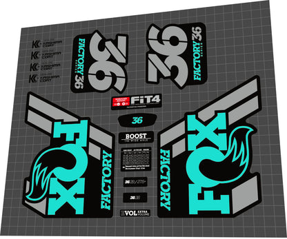 FOX Factory (2018) 36 Fork Decal Set - Bike Decal Replace
