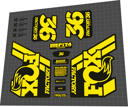 FOX Factory (2018) 36 Fork Decal Set - Bike Decal Replace