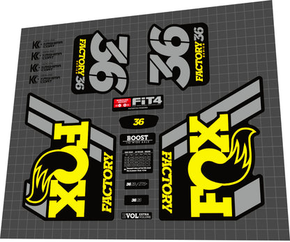 FOX Factory (2018) 36 Fork Decal Set - Bike Decal Replace