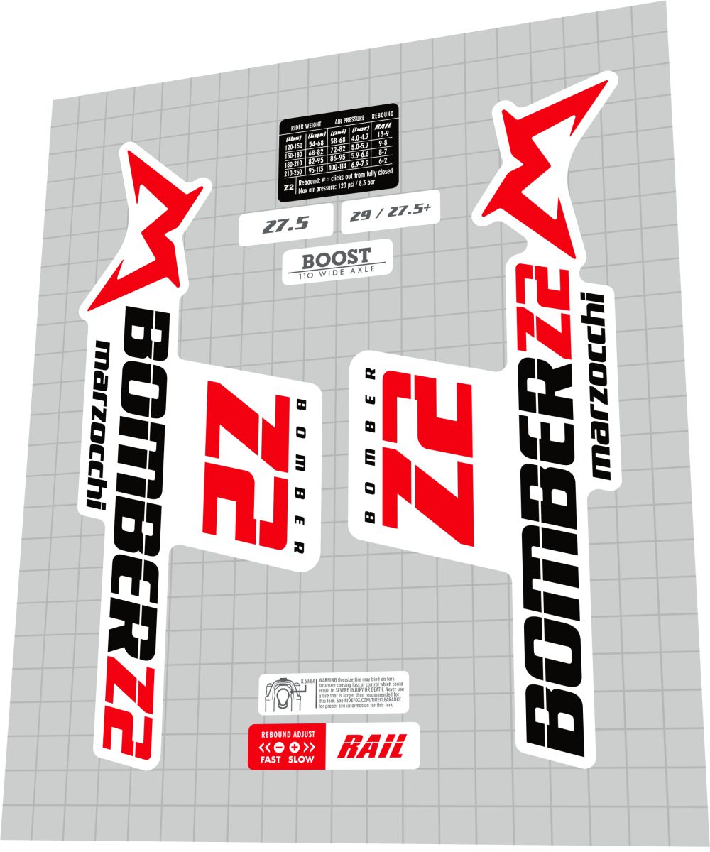 MARZOCCHI Bomber (2019) Z2 Fork Decal Set