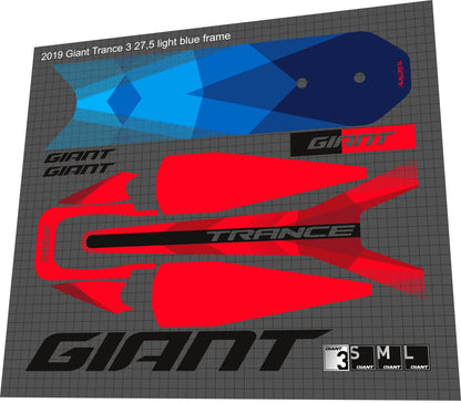GIANT Trance (2017-2019) 27.5 Frame Decal Set - Bike Decal Replace