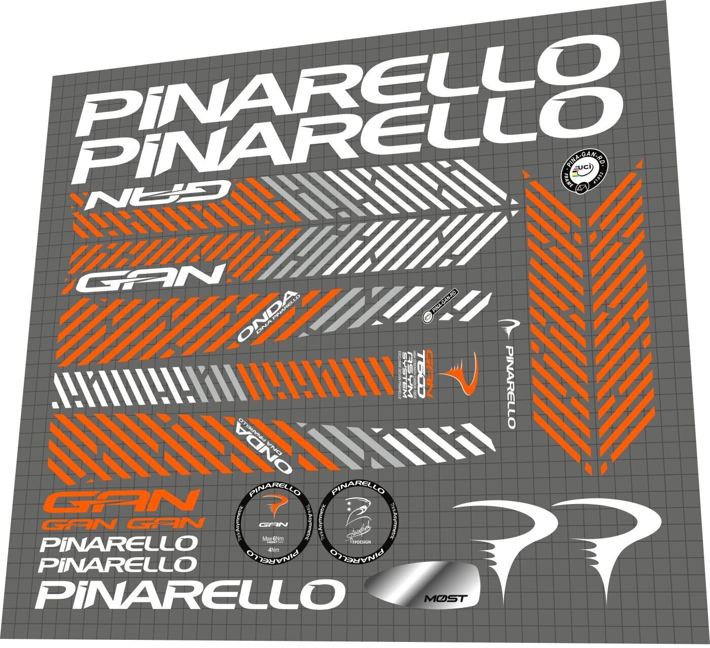PINARELLO Gan (2020) Frame Decal Set - Bike Decal Replace