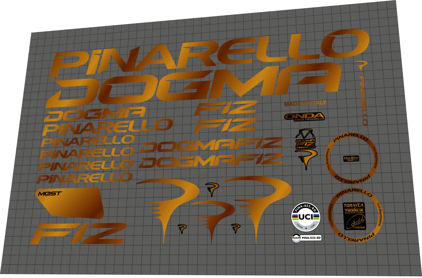 pinarello aufkleber rennrad PINARELLO Dogma F12 (2020) Frame Decal Set