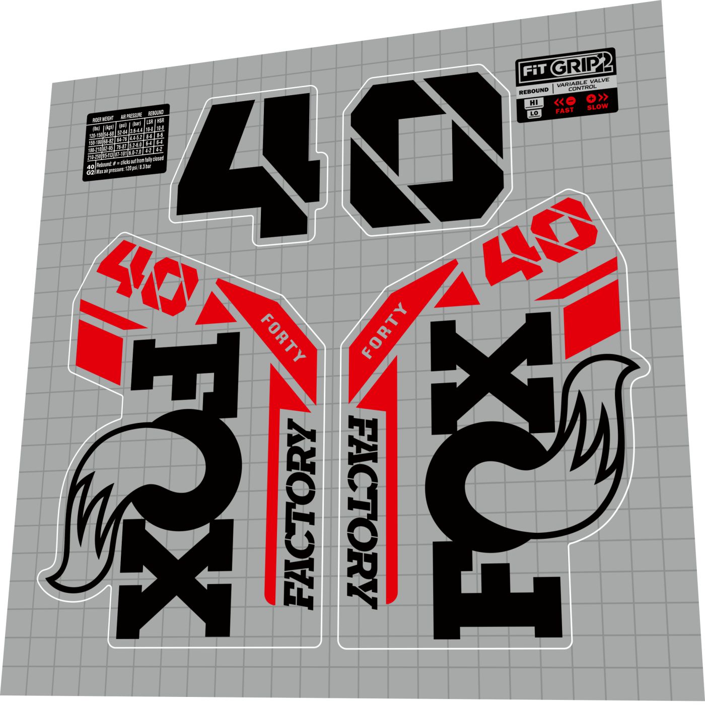 Adhésifs / Joints Pour Fourche Fox 40 Factory Modèle 2021 - Lot Neuf Générique (pour VTT Descente)