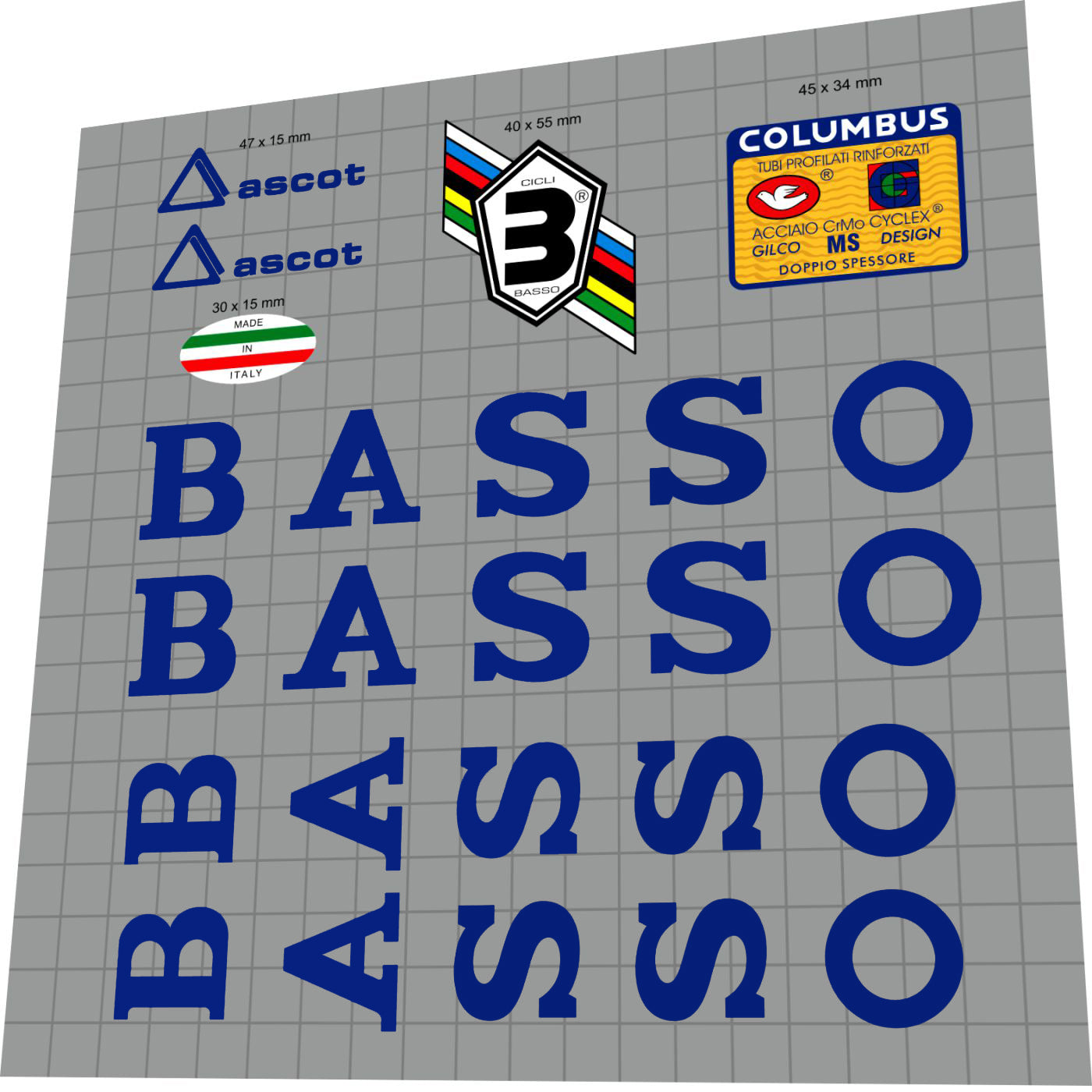 BASSO Ascot (1990) Frame Decal Set