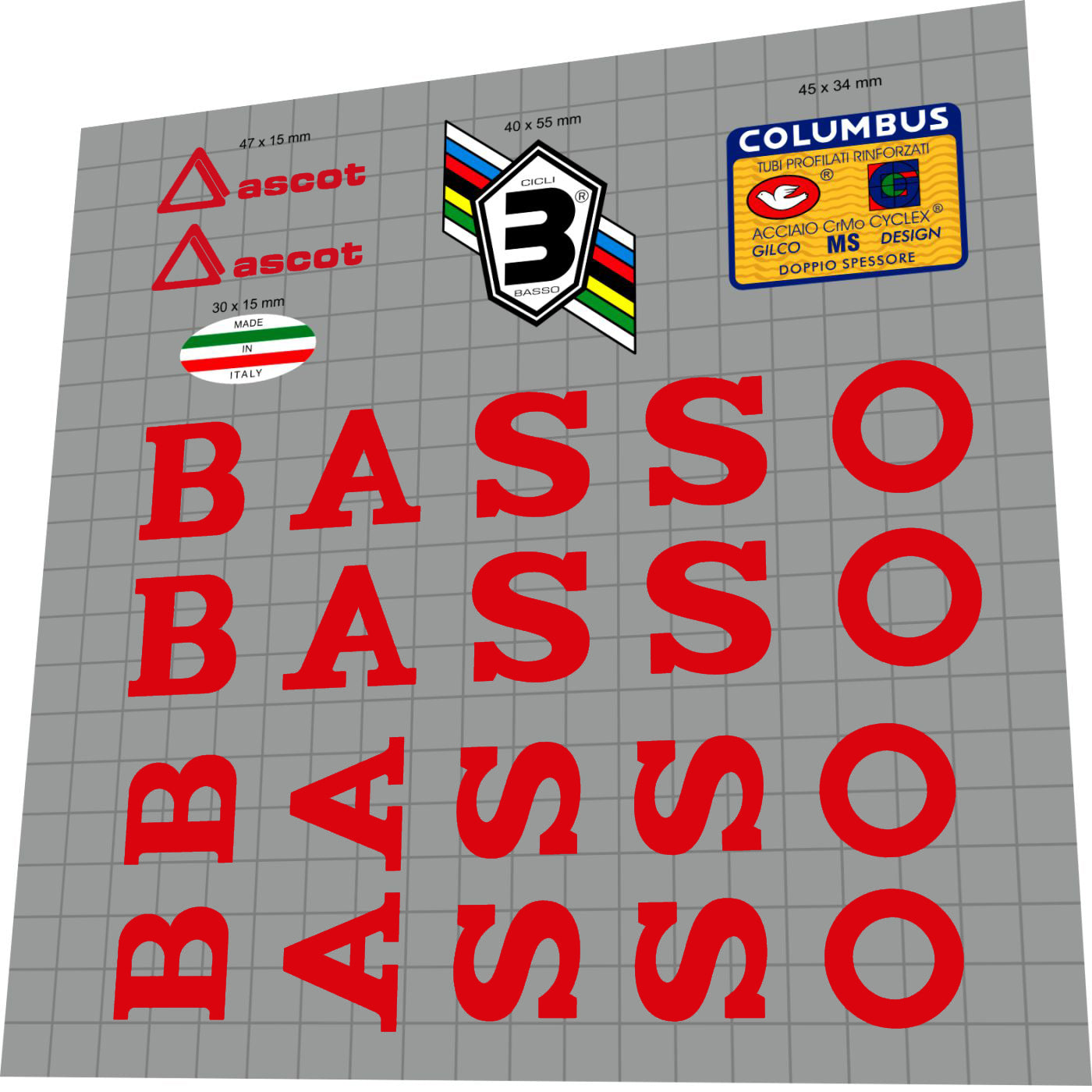 BASSO Ascot (1990) Frame Decal Set