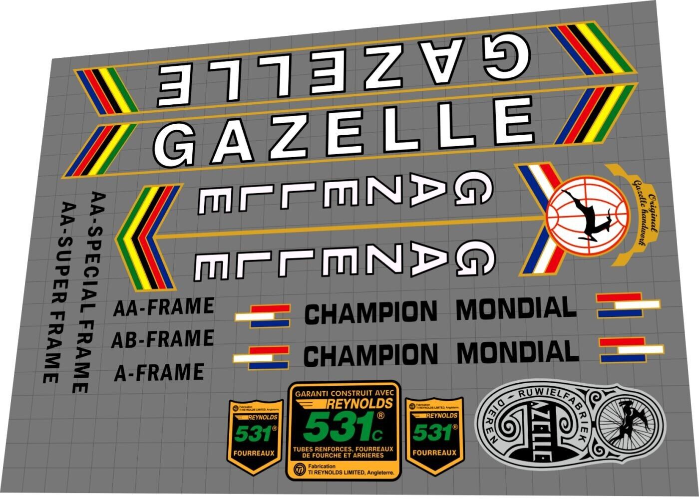 GAZELLE Champion Mondial (1970s) Frame Decal Set