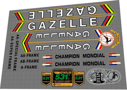 GAZELLE Champion Mondial (1970s) Frame Decal Set