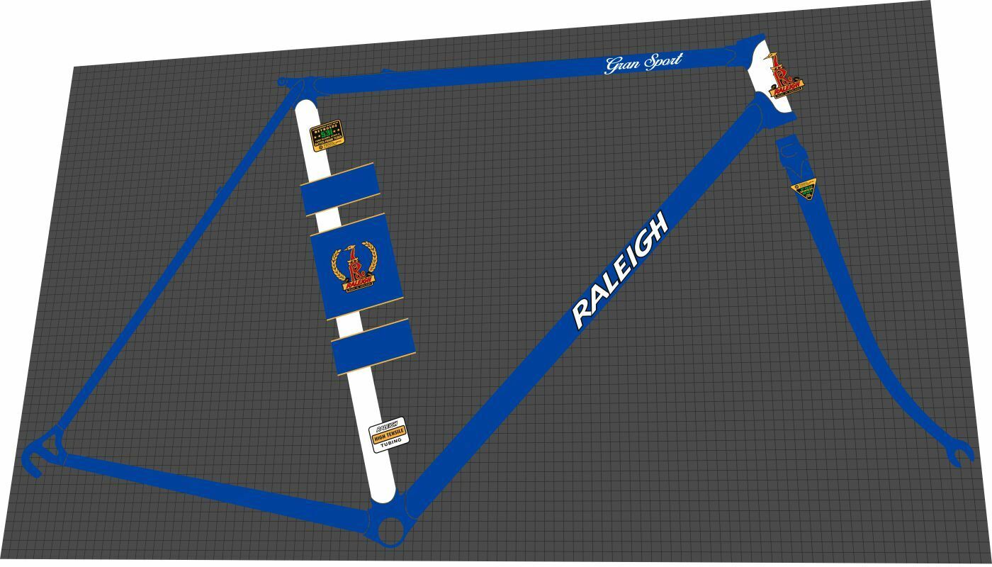 RALEIGH Gran (1980s) Sport Frame Decal Set - Bike Decal Replace
